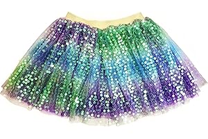 About Time Co Girls Sparkle Sequin Rainbow Tulle Princess Ballet Tutu Skirt