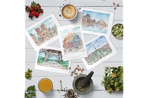 Me Loovely Historic Paris Set of 5 Printed Cards Watercolour Artwork Postcards | Christmas Gifts (A6 Size)