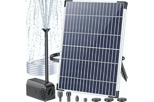 POPOSOAP Solar Water Pump 12W, Solar Water Fountain Pump Kit, 160GPH Submersible Solar Fountain Pump Flow Adjustable with PVC Tubing, 16.4Ft Cord for Ponds, Garden, Fish Pond, Waterfall, Hydroponics