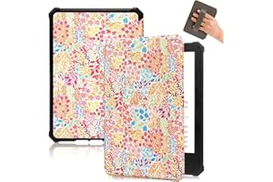 Fancity Etui kompatybilne z Kindle Paperwhite (12. generacji 2024) i Kindle Colorsoft Signature Edition, skóra PU, miękkie etui TPU z paskiem na rękę, inteligentny sen/budzenie się, różowy ogród
