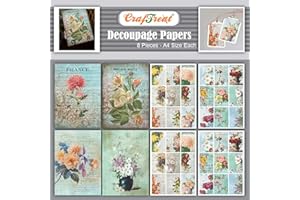CrafTreat Floral Decoupage Paper for Crafts - Flower and Mini Florals - Size: A4 (8.3 x 11.7 Inch) 8 Pcs - Furniture Decoupage Paper Floral - Decoupage Paper for Scrapbooking