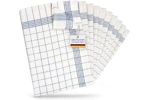 HONBEANIFY JNM Bertsch Hotelwäsche GmbH 10er Set Geschirrhandtuch aus Halbleinen, kariert, blau-Weiss, 50x70cm (blau)