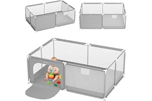 Tulano Cozy 22 Baby Playpen 120 x 180 cm with Floor Mat Foldable Play Area for Babies 6 to 36 Months Breathable Safe with Bag Travel Playpen Indoor Outdoor