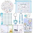 Cute School Supplies, Kawaii Stationary Set, Including Stickers, Pencils, Pen-Style Eraser, Sticky Note, Lanyard with ID Badge, Back to School Gift for Girls Boys Kids