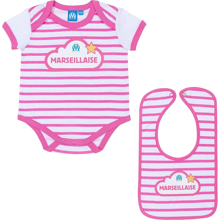 Grenouillère Bébé Garçon OM - Collection Officielle Olympique De Marseille - 100% Coton
