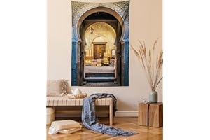 ABAKUHAUS marocain Tapisserie, Motif marocain de, Pour le salon, 110 x 150 cm, bleu Beige