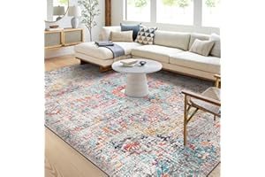 ARTISTIC WEAVERS Surya Asmara Vintage Rug - Area Rugs Living Room, Hallway Floor, Kitchen Carpet - Traditional Multicoloured Boho Rug, Easy Care Pile - Large Rug 200x274 cm Grey and Orange Rug