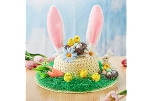 JOYIN Easter Bonnet Kit Easter Make Your Own Bonnet Hat Craft Set with Chicks, Bunny, Carrots, Bunny Ears, Eggs, Nests, Grass, Flower for Easter Hat Decor, Kids Easter Bonnet DIY Activity, Yellow