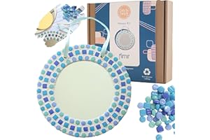 Crafty You Crafty Me - Mosaic Mirror Craft Kits, Creative Activity, Arts and Crafts Gifts, Everything Included, Glass Tiles (Blue), Made in UK