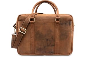 LEABAGS Borsa per documenti per uomo e donna | Custodia laptop in vera pelle 16 pollici | Borsa a tracolla con tracolla | Messenger | Borsa da lavoro
