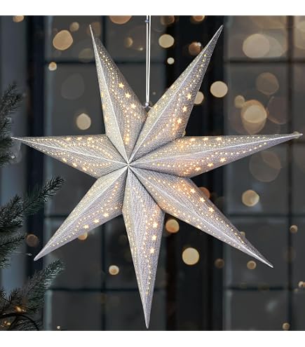 Amazon.de: GURU SHOP Faltbarer Advents Leucht Papierstern, Weihnachtsstern  60 cm - Devi Wei