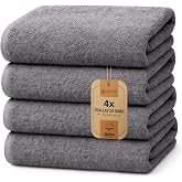 NatureMark Set of 4 Shower Towels &ndash; Soft and Absorbent Towels 100% Cotton, Suitable for Daily Use &ndash; Anthracite Grey, 70 x 140