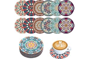 OAKENCREST Sottobicchieri in vetro, 12 pezzi, rotondi in gomma, motivo floreale, antiscivolo e isolati, riutilizzabili per tazze, vasi, cucina, soggiorno, decorazione da tavolo (colore I)