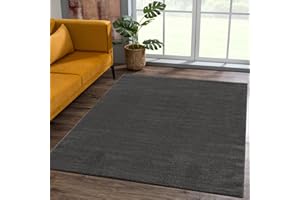 SANAT Dywan z krótkim włosiem do salonu – uniwersalny, nowoczesny dywan do sypialni, gabinetu, biura, korytarza, pokoju dziecięcego i kuchni – ciemnoszary, 80 x 200 cm