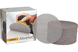 Mirka Abranet 9A-241-080 - Set di 50 dischi abrasivi a rete abrasiva, grana 80, 15,2 cm, colore: grigio chiaro