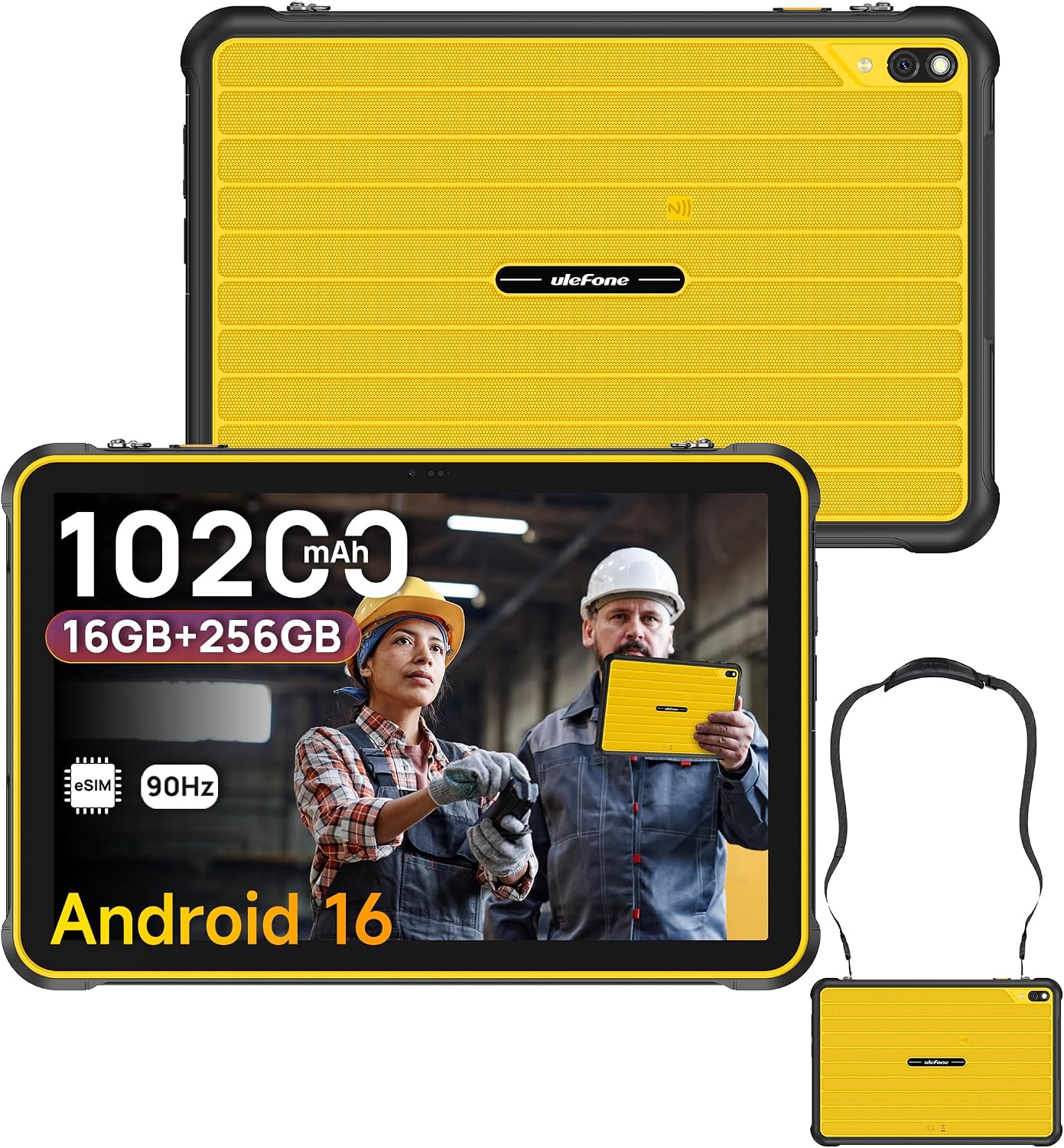 Ulefone RugKing Pad 2 Pro Tablet Rugerizada Android 16, 10200mAh, 10.1” Pulgadas 600 nits, 16GB+256GB IP69K Rugged, 4G LTE eSIM, 48MP Cámara IP68K Antigolpes, Lámpara, Dual SIM/OTG/NFC/GPS/Naranja