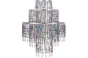 Waneway Chandelier Light Shade for Ceiling Pendant Light, Easy Fit Crystal Lamp Shade Lampshade for Bedroom, Living Room, Hallway, Wedding or Party Decoration, Diameter 32 cm, 3 Tiers, Multicolour
