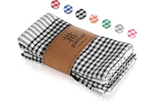 ‎PAMUQ pamuq Geschirrtücher Baumwolle 100% - schwarz kariert, 5er Set, 45x65cm, mit Aufhänger - Geschirrhandtücher Baumwolle Trockentücher Küche Küchentücher Baumwolle Küchenhandtücher