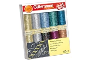Gütermann creativ Nähfaden-Set mit 10 Spulen Metalleffekt-Faden W331 50 m in glitzernden Farben