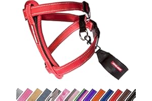 EZYDOG Klasyczna uprząż na klatkę piersiową, uprząż dla psa, mała, średnia, duża, uprząż dla psa K9, odblaskowe szwy, bez ciągnięcia, oddychająca (czerwona)