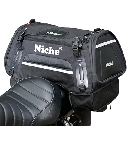 Rhinowalk Motorcycle Tail Bag Travel Luggage Expandable Motorcycle Tail Bag 35l Waterproof All Weather Trunk Rack Bag With Sissy Bar Straps Carbon Black Color Bright Black - View #14