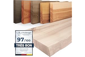 LAMO Manufaktur Étagère Murale en Bois Massif, Bord irrégulier, étagère Flottante Pure, sans Fixations, sans Trous, Brut 120cm, LW-01-A-001-120