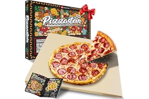 Heidenfeld Pizzastein | Pizza Stein für Backofen und Grill - Cordierit - Große Fläche rechteckig - Gasgrill - Steinplatte - Deutsche Qualitätsmarke - Pizzamaker - Schamottstein (38.0 x 30.0 x 1.5 cm)