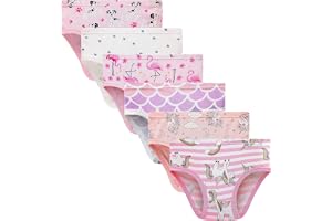 Girls' 100% Cotton Underwear - Comfortable & Breathable Printed Pattern Panties for Kids