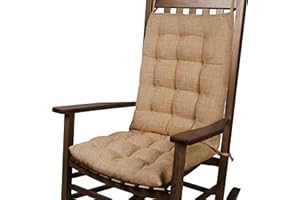 FlyGulls Rocking Chair Cushions Indoor Velvet Chair Pads High Back and Seat Cushion 2 Piece Set Linen Khaki