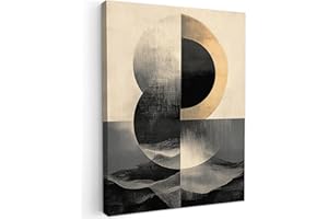 MuchoWow© Impressions sur Toile 50x70 cm Deco Tableau Murale Decoration Salon Peinture Tableaux Chambre Toiles Maison Cercles - Ombre - Abstrait