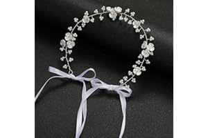 FINETOKNOW Kommunion Haarschmuck für Mädchen, Haarkranz Kommunion Mädchen, Kommunion Haarschmuck, Haarschmuck Hochzeit Haarschmuck Kommunion Mädchen Perlen Haarreif Kopfschmuck (silbrig)