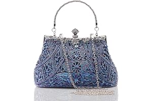 COUCOLAND BABEYOND Handtasche Damen 1920s Strass Handtasche Abend Party Clutch Elegante Abschlussball Handtaschen Hochzeit Braut Zubehör (1-Blau)