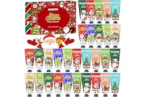FONTOEN Weihnachts Handcreme Geschenkset für Frauen, 30PCS Mini Handcreme mit 10 Festliche Muster, Handlotion Feuchtigkeitscreme für Trockene Hände- Kleine Weihnachtsgeschenke Geschenke für Kollegen Freundin