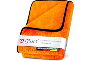 Glart 44WG Auto Trockentuch XXL 90x60 cm – Mikrofaser Poliertuch Orange – Großes Saug- und Reinigungstuch für Auto, Motorrad, Boot, Haushalt – weich, lackschonend, fusselfrei, waschmaschinenfest
