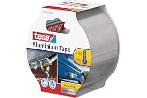 tesa Nastro in Alluminio per Riparazioni - Nastro adesivo multiuso - Per uso interno ed esterno - Extra adesivo e resistente - Colore: Argento - 10 m x 50 mm