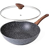 nuovva Induction Non Stick Wok Pan – Deep Stir Fry Pan with Lid – 28cm Frying Pan with Induction Base