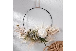 LOMOHOO Dörrkrans, dekoration, konstgjorda blommor, krans, välkommen krans, dörrkrans, höst, väggkrans, metall, dekoration, ringar för bröllop, vardagsrum