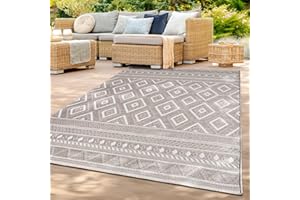 ‎TT HOME TT Home In-& Outdoor Teppich Wetterfest Balkon Küche Wohnzimmer Boho Rauten Design, Farbe: Sand, Größe:60x100 cm