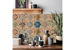 HORIWE Adesivi per piastrelle, a mosaico, 24 pezzi, in PVC, autoadesivi, impermeabili, per cucina, armadio, mobili, tavolo