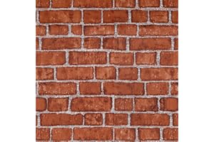 AMIGO 44cmx3m Noël Rouge Brique Auto Adhesif Papier Peint, Peel and Stick Contact Papier, Vinyle Film PVC imperméable pour le revêtement mural des dosserets cuisine et cheminée