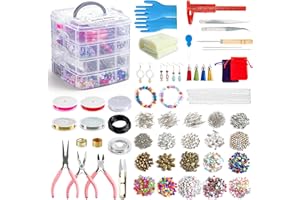 Jewelry Making Kit, 1960 pcs, Supplies Includes Beads, Instructions, Findings, Wire for Bracelet, Necklace, Earrings Making Kit for Adults by Inscraft