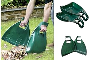 AQS INTERNATIONAL Pair of Leaf Grabber Hands Leaf Collector Garden Grass Leaves Waste Scoop Green