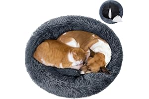 Purefun Hundebett Grosse Hunde 90 cm, hundebett groß waschbar, Hundekissen Flauschig Runde, Herzlich Hundebetten Weiches Hundekorb, Human Dog Bed Schlaf für Hund und Katzen (Dunkel Graues)