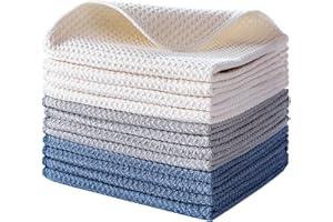 Polyte - Premium-Geschirrtücher aus Mikrofaser - Waffelstruktur - Dunkelblau/Grau/Altweiß - 30 x 30 cm - 12 Stück