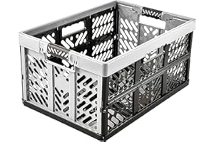 keeeper Robusto Box Contenitore Pieghevole con Impugnature Soft-touch, 54 x 37 x 28 cm, 45 L, Ben, Grigio Chiaro