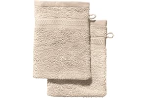 REDBEST Waschhandschuh 2er-Pack Chicago - saugstark, strapazierfähig, ideal für Reisen, Sport - beige Größe 15x21 cm (weitere Farben)
