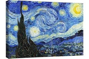 canvashop quadri moderni Van Gogh Notte Stellata 100x70 cm stampe da parete su tela canvas arredo casa soggiorno