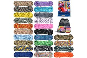 MONOBIN Paracord 550 Combo kit, 24 Colors 10ft Pacture Cord Rope with Instruction, Multifunction Para Cord for Making Bracelets, Lanyard, Dog Collar, Idea for Gift (24 Colors B, M)