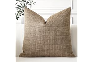 Artscope Juego de 1 Fundas de Cojines Decorativas Cuadradas de Lino 45 x 45 cm para Decoración del Hogar Sofá Dormitorio Coche 18x18 Marrón