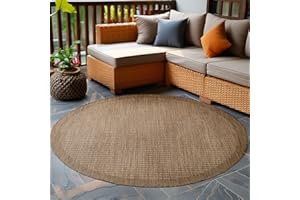 Carpetsale24 Alfombra Exterior Interior Resistente a la Intemperie, Impermeable 200 cm Redonda Marrón - Alfombra de Cocina de Tejido Plano, Unicolor - Alfombras Exterior para Balcón, Terraza y Jardín